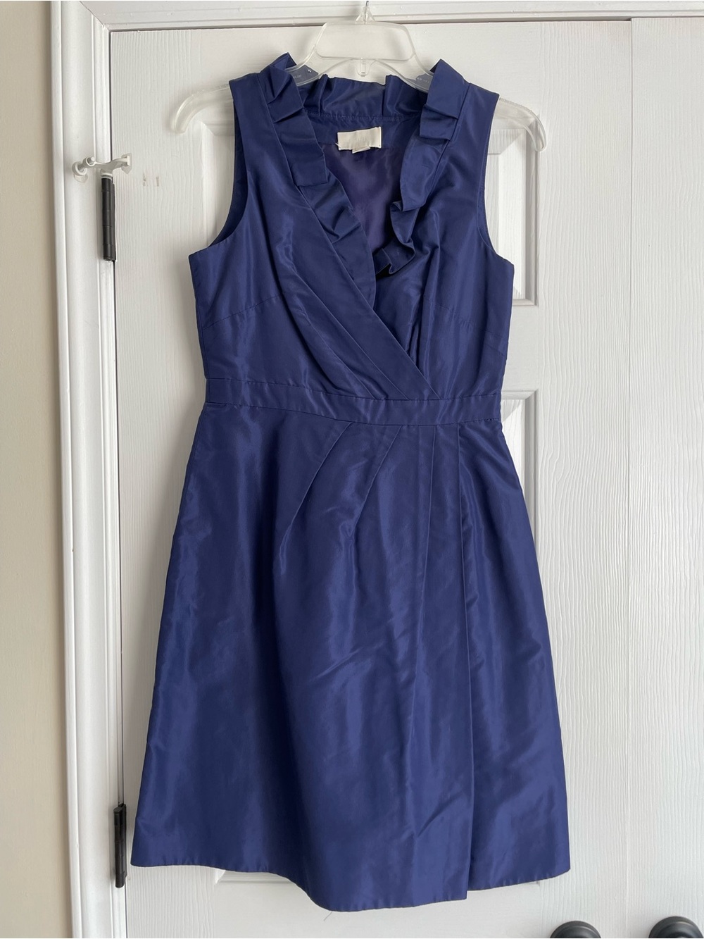 Jcrew Ruffled V-Neck Midi Dress in Navy